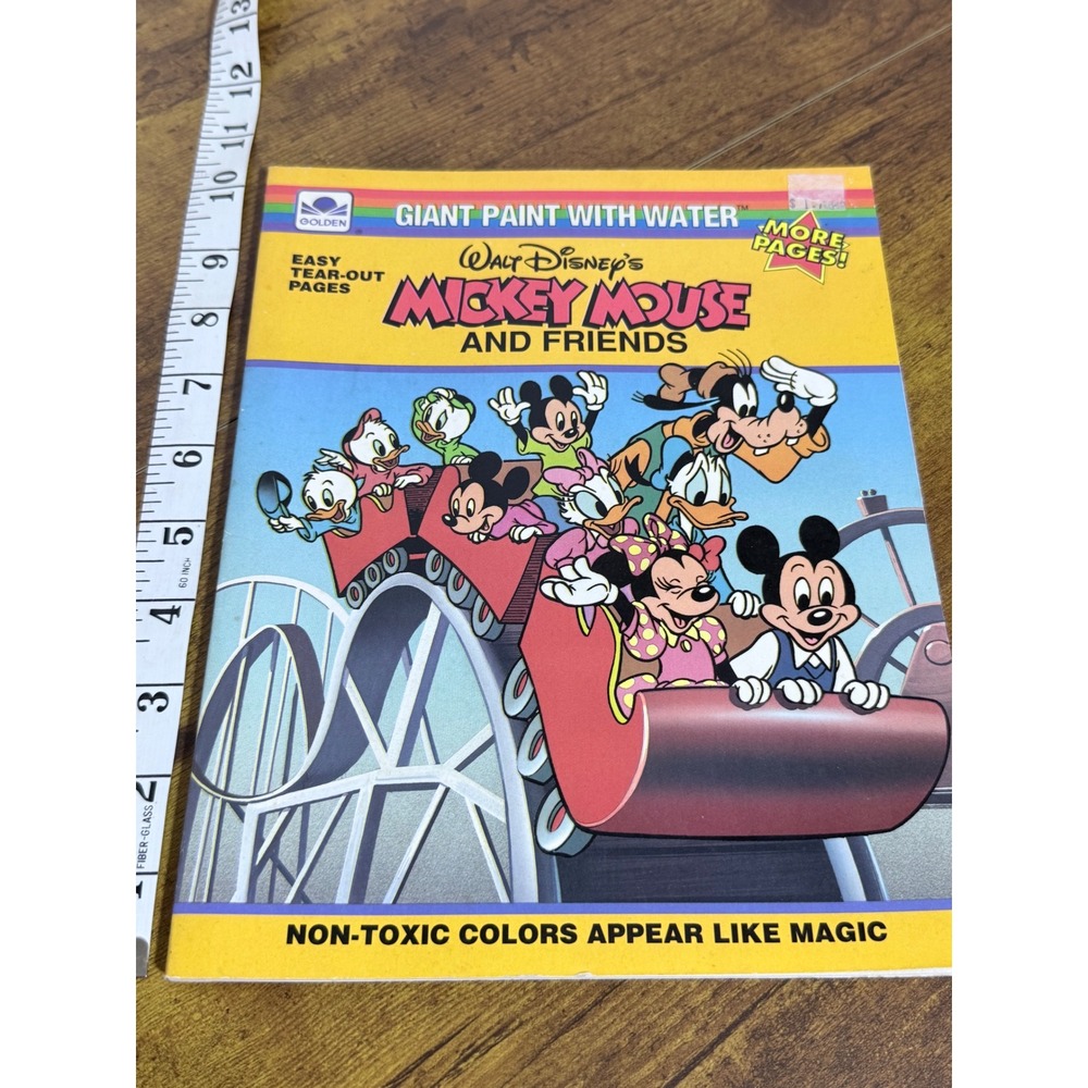 1990 Mickey Mouse and Friends Giant Paint With Water Golden Book 02849-6 Vintage